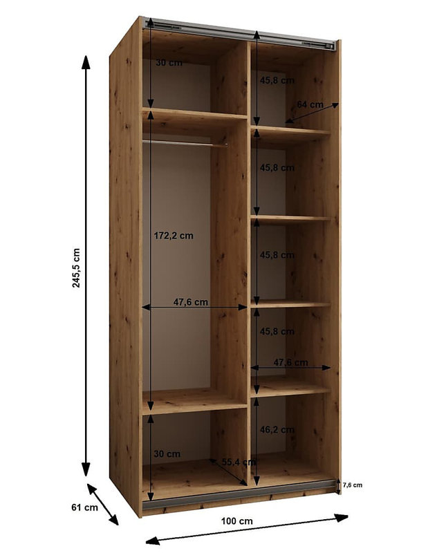 Trosa 2 Door Manufactured Wood Wardrobe