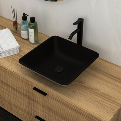 Récipient en verre trempé Artistic Bathroom - robinet noir mat et bonde escamotable de luxe
