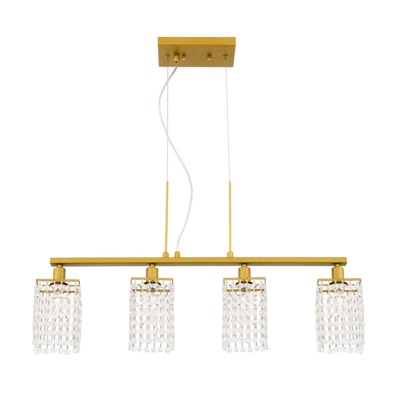 Luminaire suspendu linéaire pour îlot de cuisine 4 lumières Innocenzio, Laiton