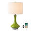 Lampe de table verte en céramique 23,5 "avec ports USB et Type-C et abat-jour en lin blanc pré-assemblé pour le salon, la chambre à coucher et le bureau-1062785311