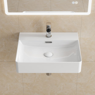 HOROW Basin 50mm L x 42mm W White Ceramic Rectangular Sink with Overflow