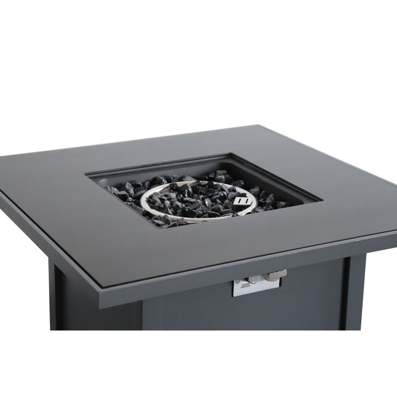 Aecca Square Steel Propane Fire Pit, Gray