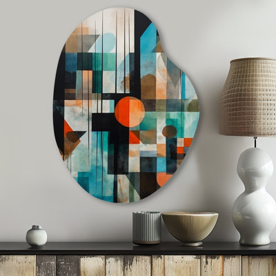 Cheul - Geometric Unique Shape Metal Wall Art, Orange Asymmetrical Metal Art Print