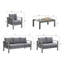 Ensemble de conversation 5 pièces d'extérieur toutes saisons, canapé modulaire, canapé en aluminium - Coussins gris foncé