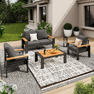 Aluminum Patio Conversation Set with Removable Cushions