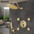 Bravat Brushed Gold Wall Mounted Shower Set with Valve Mixer 3-Way Concealed (FS1079)