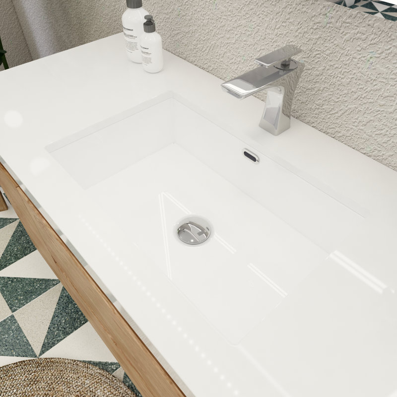 59'' Single Bathroom Vanity with Acrylic Top, New England Oak