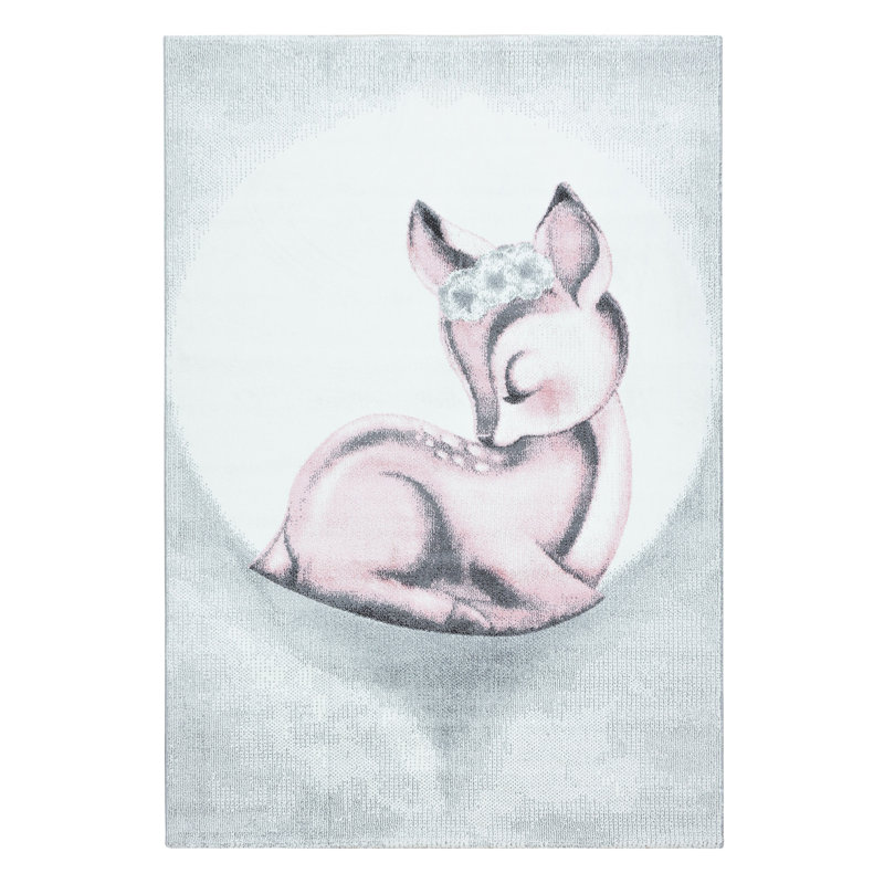 Peck Flatweave Pink/Grey Rug, Rectangle 160 x 230cm