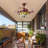 42" Retractable Tiffany Stained Glass Ceiling Fan with LED Lights, 3-Speed Dimmable Fandelier with Remote Control