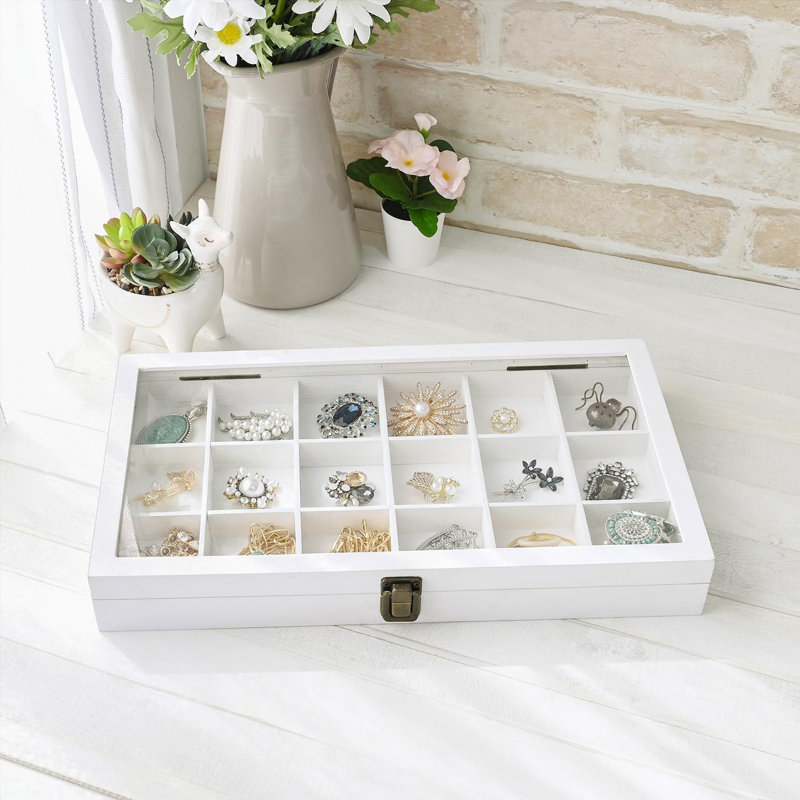 Wooden Display Storage Case with Tempered Glass Lid