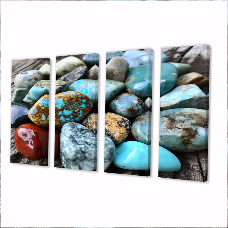 Ensemble de 4 roches turquoise et spirituelles, H 28 po x l 48 po