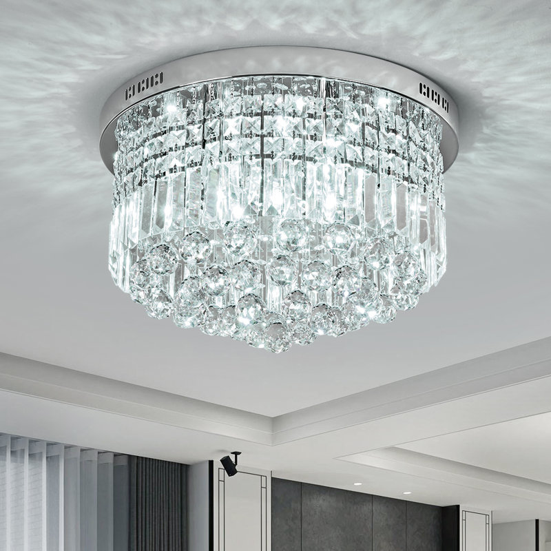 Kerric Crystal Flush Mount, Chrome, 11.8" H x 19.6" W x 19.6" D