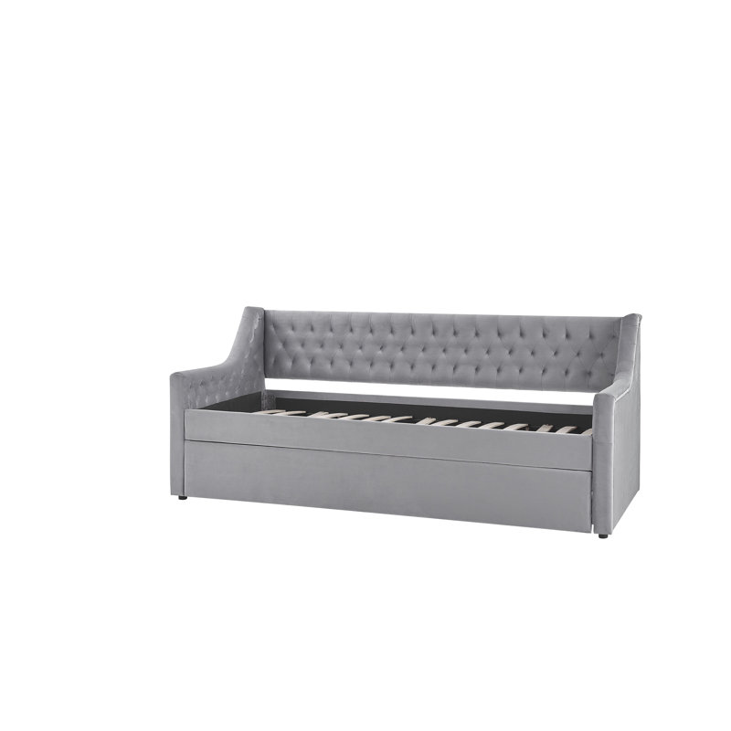 Nicolas Upholstered Daybed with Trundle, Grey 