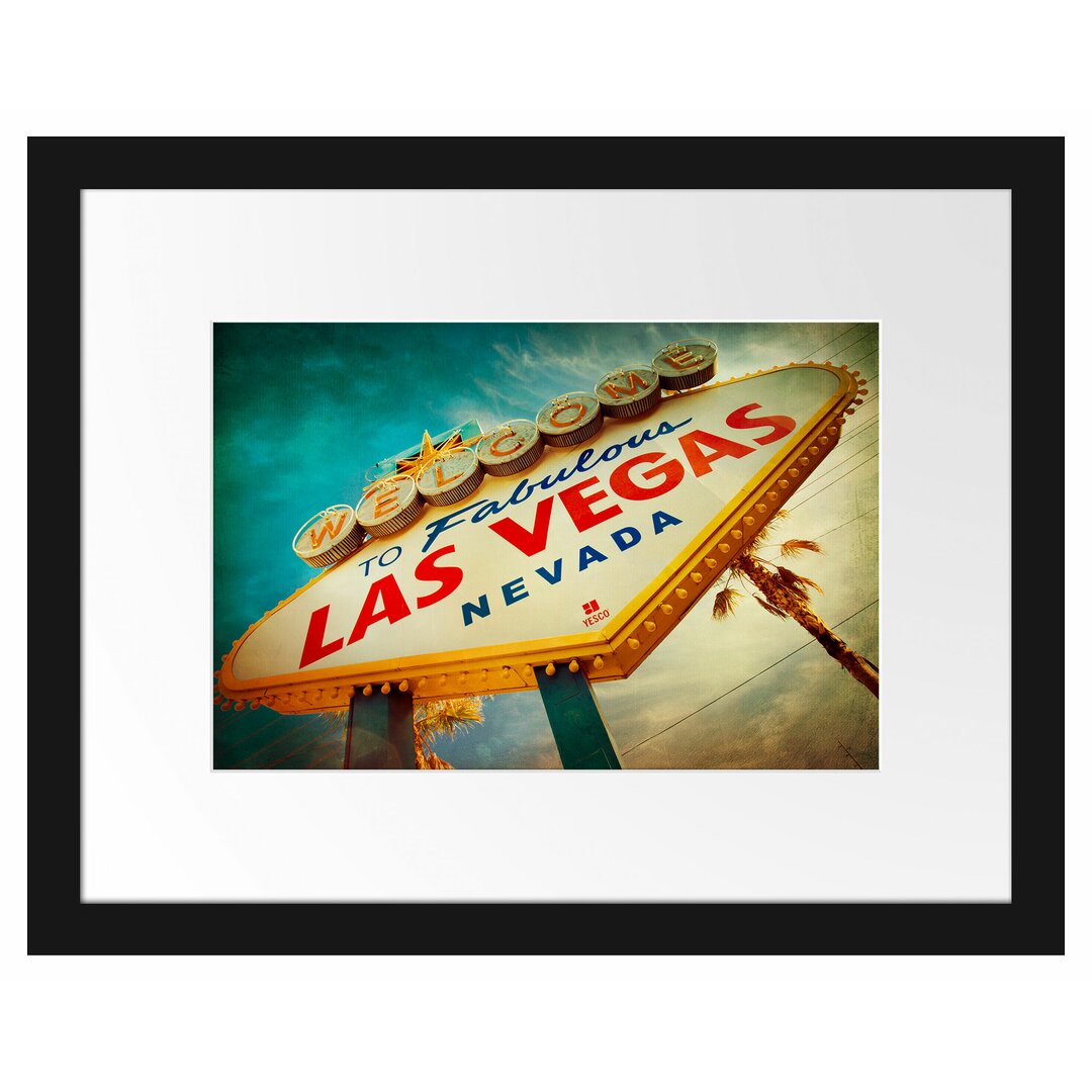 Gerahmtes Poster Las Vegas Retro Look