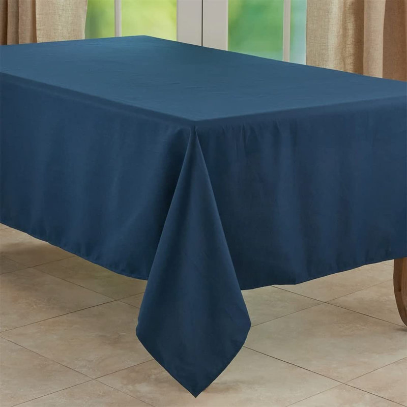 Daisylynn Rectangular Polyester Tablecloth, 120" L x 65" W, Navy Blue