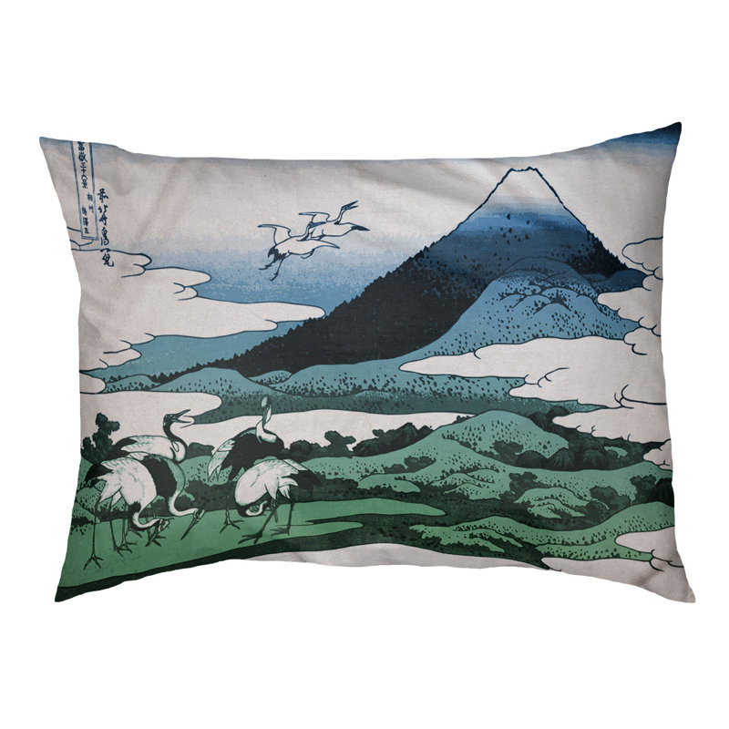 Coussin de concepteur japonais pour grues Burkart, L 42 po x l 52 po, Vert / bleu / brun foncé