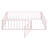 Twin Size Metal Floor Bed Frame for Kids with Fence & Door, Durable Sturdy Bed, Easy Assembly, Pink-118614487-118614491