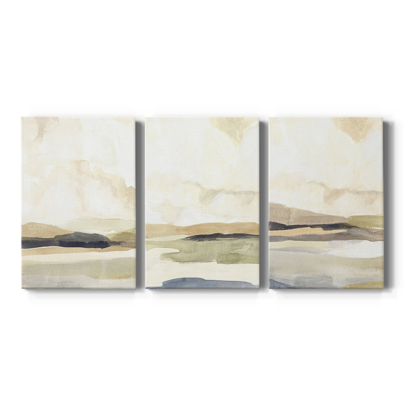 Slate Movement I  -Custom Wrapped Gallery Canvas - 3 Pieces, 12" H x 24" W