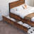 Starnisha Full Size Bed Frame with 4 Storage Drawers, Rustic Brown Wood and Metal Platform Bed with Underbed Drawers, Industrial Farmhouse Full Storage Bedframe, No Box Spring Needed-866920246