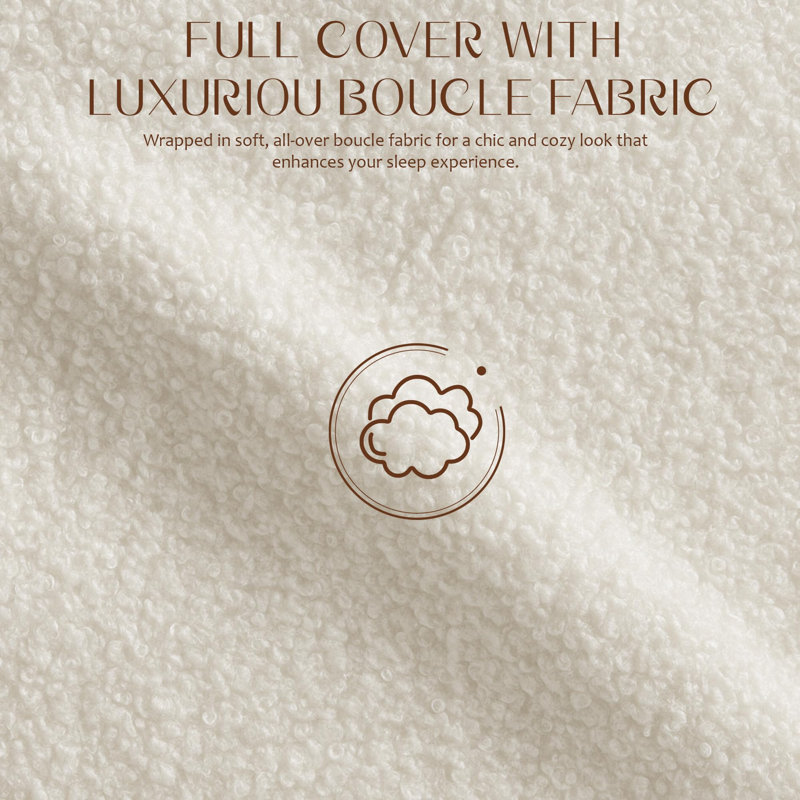 Soft Cream Style Boucle Cloud Bed, Queen, White
