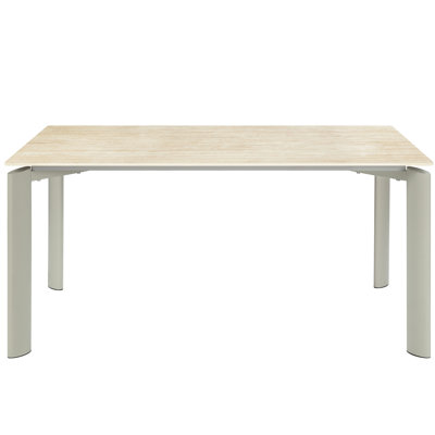 Contemporary Gray Ceramic Top Dining Table With Metal Frame Rectangular For Purposes
