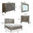 Deci 4 Pc Queen Bedroom, LED Headboard, Mirrored Trim, Champagne Silver
