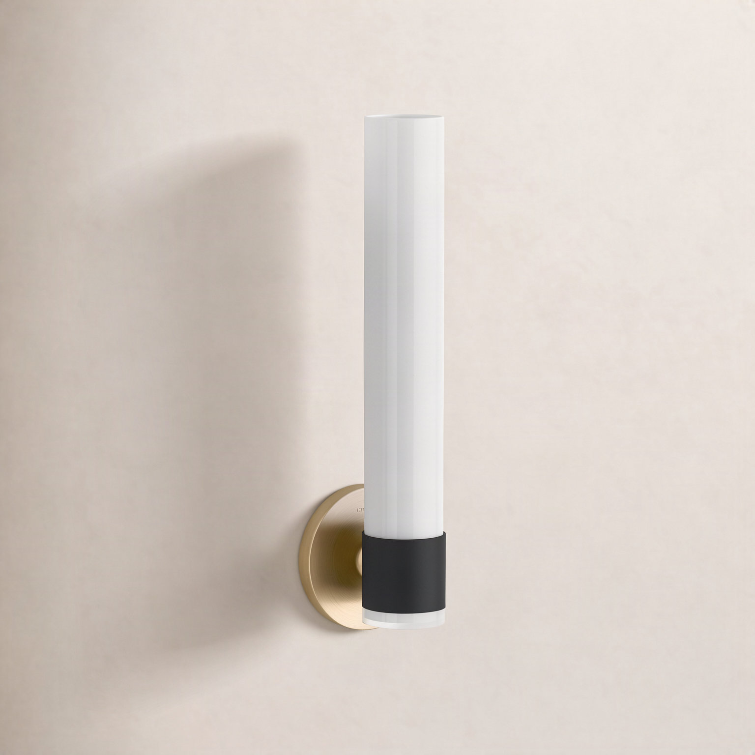Purist Single Light Armed Sconce, Black/Brass Trim