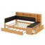 Lit de jour multifonctionnel avec lit gigogne, tablettes de rangement, banc et tête de lit tapissier-2065388800