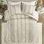 Édredon 3 pièces en coton taupe double / grand - aspect rayé, rembourrage 100%, détails décoratifs, visible, fascinant,