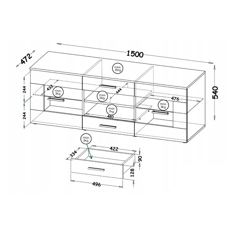 Lupo 150cm Sideboard