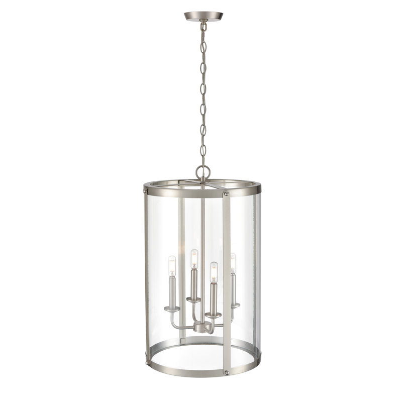 Luminaire suspendu cylindrique à 4 lumières Kambri, Nickel brossé