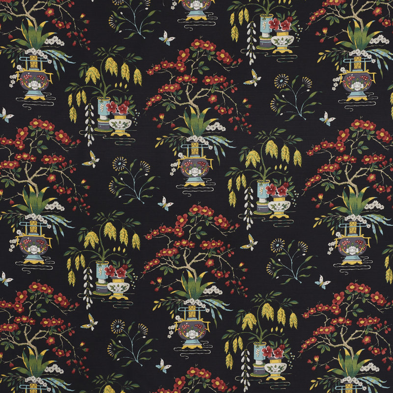 Tissu vase Ming, Noir