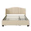 Lit plateforme tapissier avec tête à oreilles, grand lit, 2 tiroirs, lit gigogne simple, sans sommier, tête de lit en tissu beige,-130155536