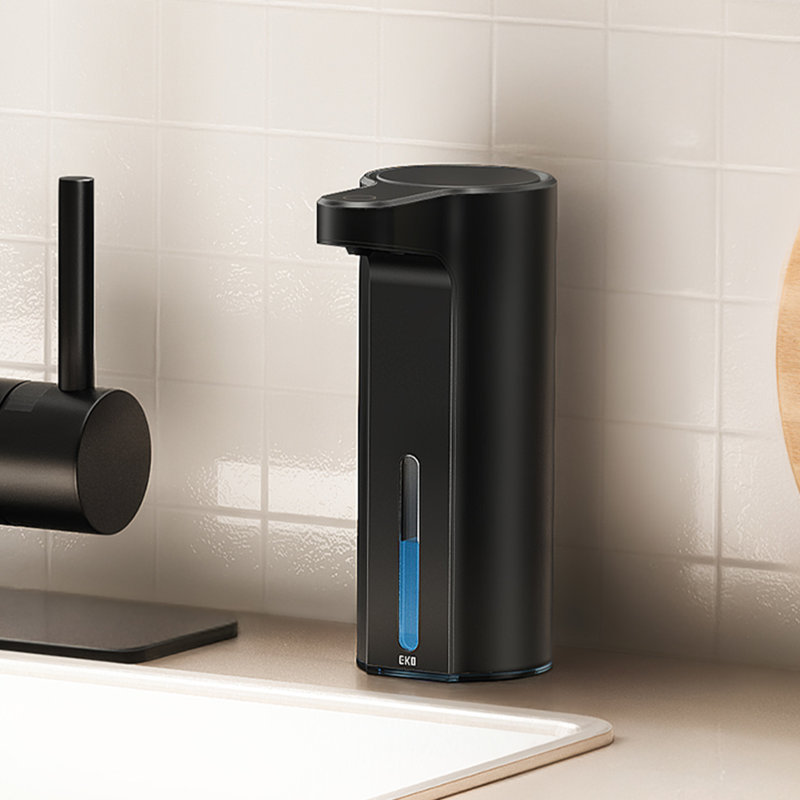  Aroma 9 Fl Oz Automatic Liquid Soap Dispenser, Rechargeable & Water-Resistant Soap Dispenser For Kitchen And Bathroom With Adjustable Volume Control (Matte Black Steel)