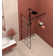Framed Glass Shower Screen 34" Width X 72"Height With 1/4" 6Mm Silk-Printing Tempered Glass, Black Aluminum And Support Bar,Shower Door