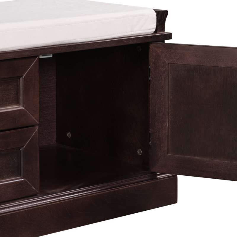 Banc de rangement en velours, Espresso