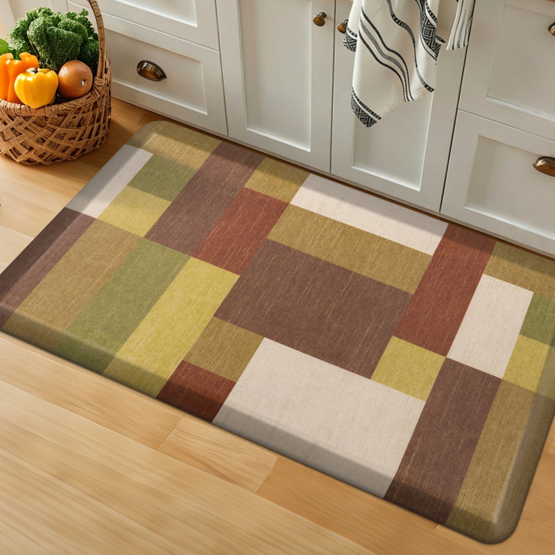 Tapis de cuisine antidérapant, Runner 20"Wx39"Lx0.79"H, Rouge / noir / ocre