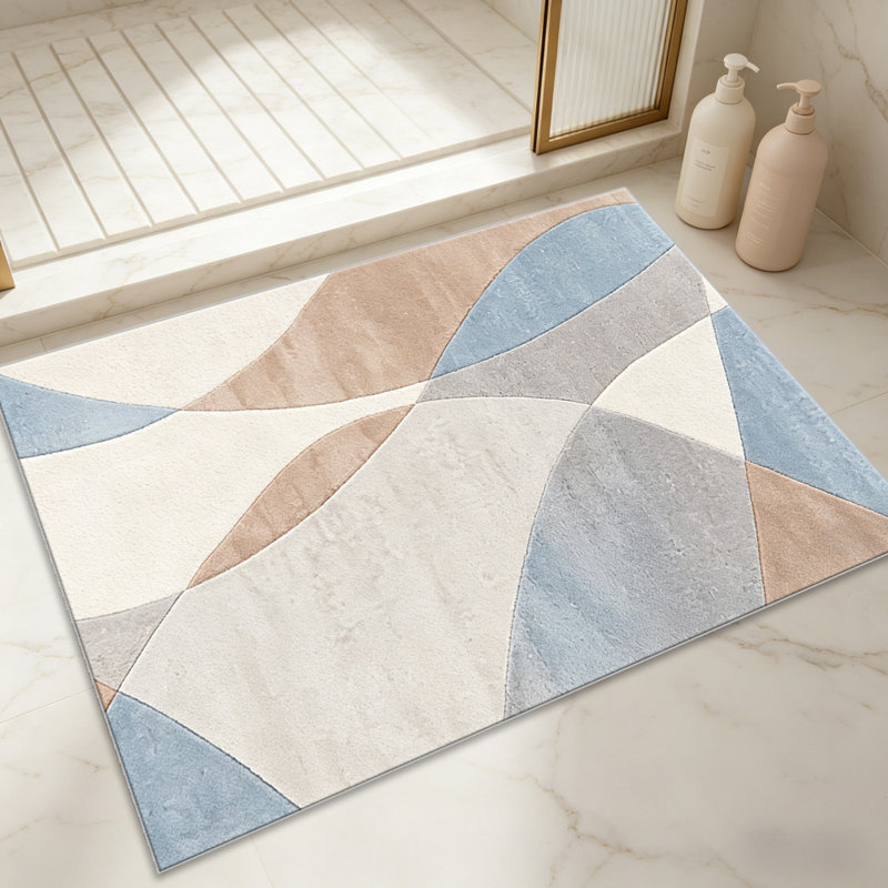 Sky Beige Wave carpet-easy to clean, machine-washable, soft and comfortable; suitable for door mats, kitchens, living rooms, bedrooms, corridors, and laundry areas. Easy to clean, durable carpet for home decoration.