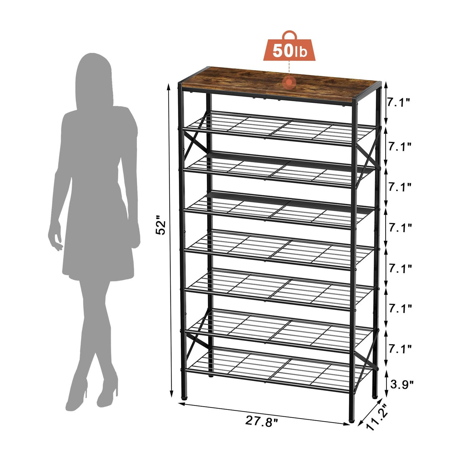17 Stories 8-Tier Tall Shoe Rack For Entryway Stores Up To 24-32 Pairs