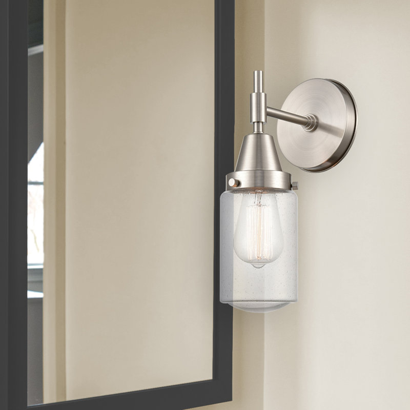 Gayle Armed Sconce, Seedy, 3.5 Vintage LED Bulb, Satin Nickel