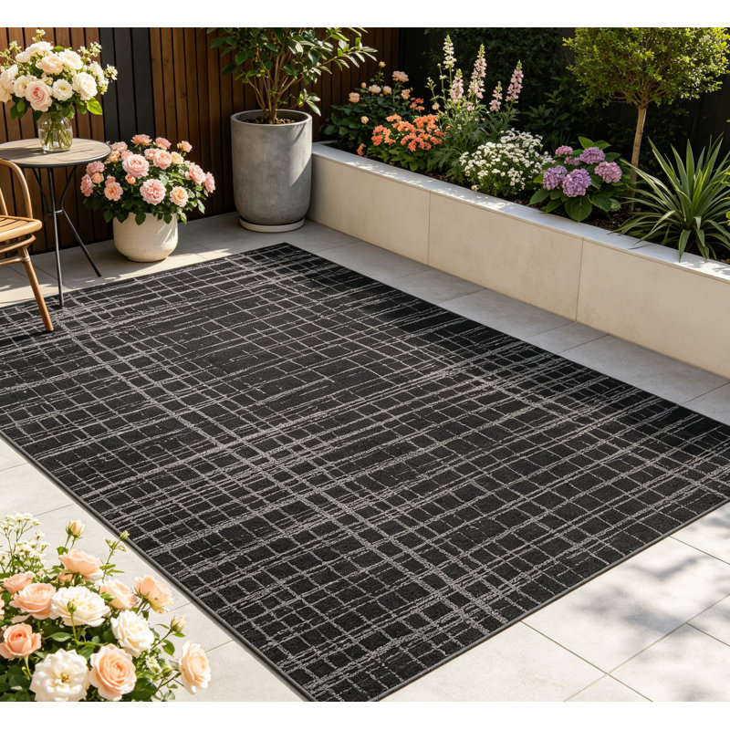Area Rug 8x10 for Living Room Machine Washable Modern Abstract Indoor Carpet Ultra Soft Non-Slip Low Pile Bedroom Accent Carpet Stain-Resistant No-Shedding Easy-Clean Area Rug for Dining Black