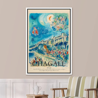" Crescent Moon Pastel Floral Landscape " by Marc Chagall