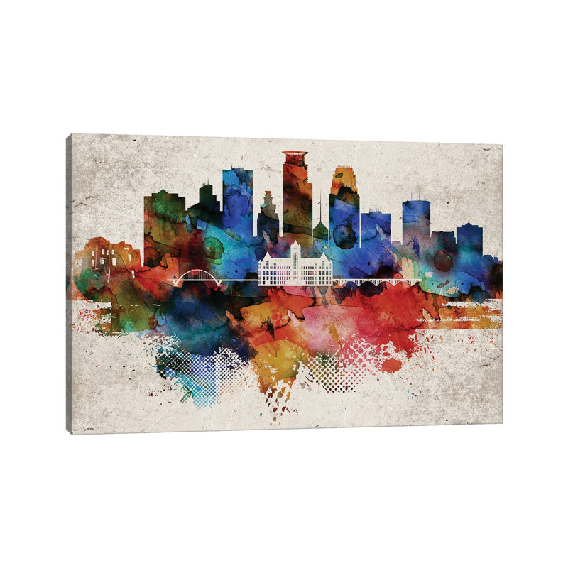 Minneapolis Abstract - Wrapped Canvas Print, 20.32cm H x 30.48cm W