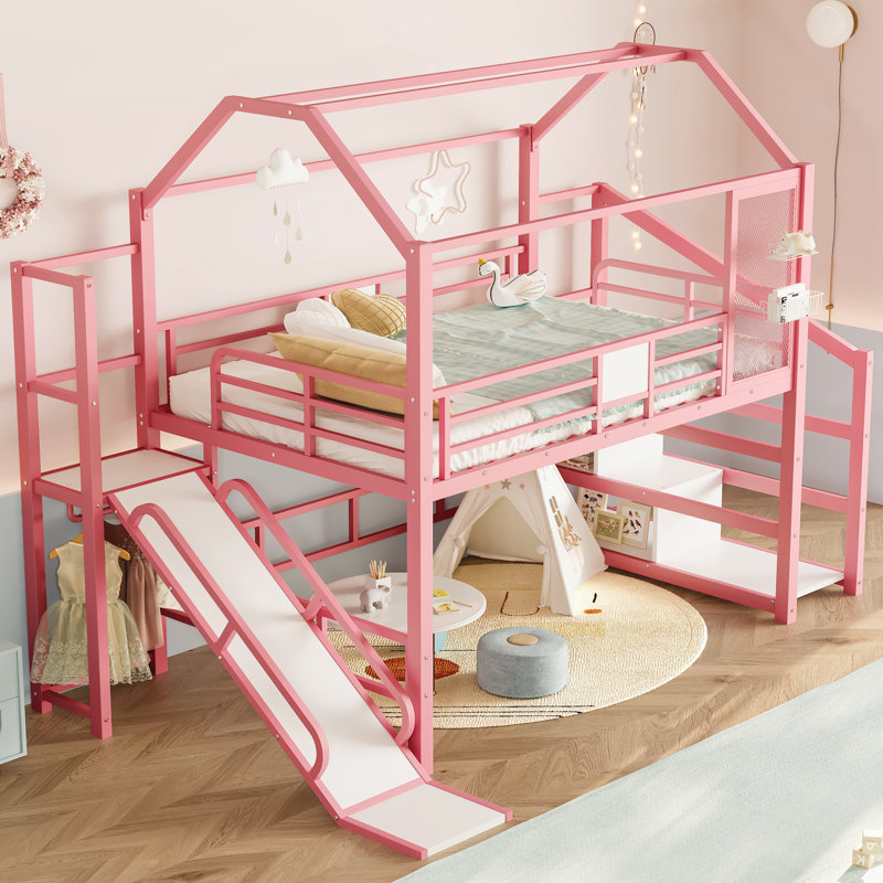 Lit mezzanine Jorin Modern, Lit double, Rose