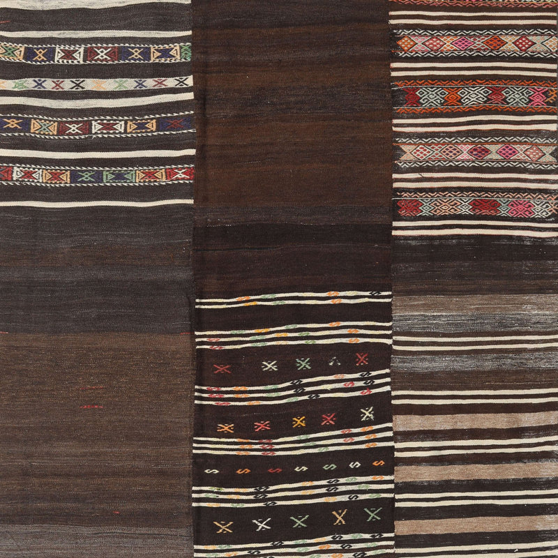 Tapis contemporain brun / noir, Carré 4 pi