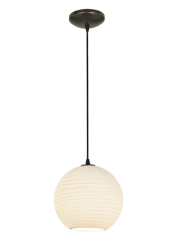 Pendentif globe à 1 lumière Weber, Bronze huilé, Corde, H 54 po x l 8 po x P 8 po