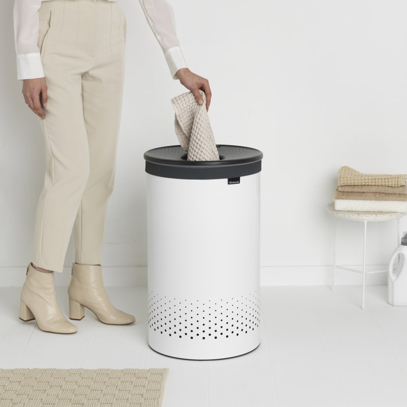 Brabantia Laundry Hamper, 16 Gallon (60 Liter), White