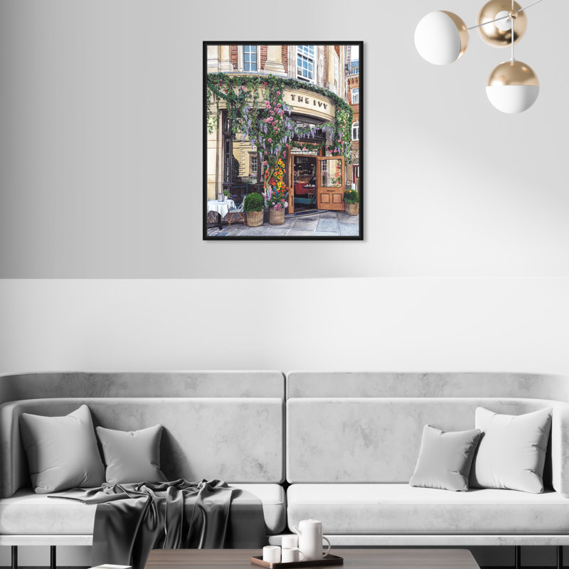 «Cafe Time» - peinture sur toile, Toile avec cadre noir, H 20 po x l 16 po