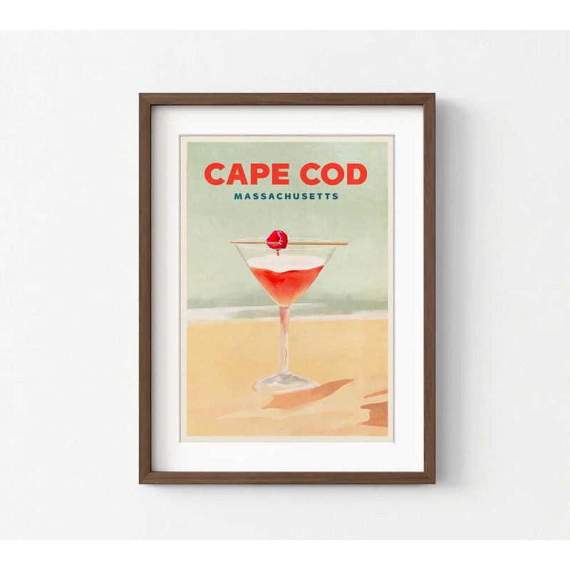Affiche Cape Cod Cocktail, H 24 po x l 32 po, Impression encadrée avec passe-partout, Brun