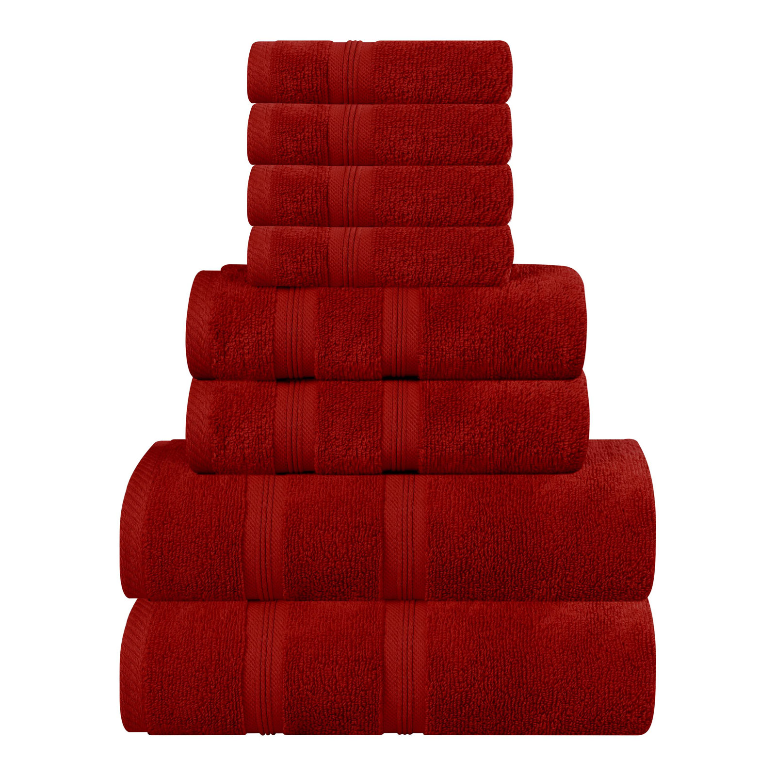 Smart Dry Zero Twist 100% Cotton 8-Piece Towel Set, Crimson